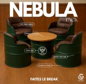 NEBULA -Ensemble lounge personnalisable - 1 table basse + 4 sièges prestige